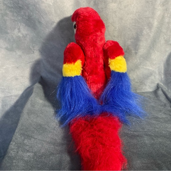 Red Macaw Parrot Plush Stuffed Animal Blue Yellow Tropics Bird Burn Zoo - Picture 4 of 10
